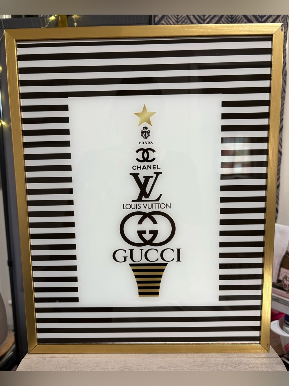 Instinct Style Luxury Designer Wall Decor Gold Framed 15" x 12"